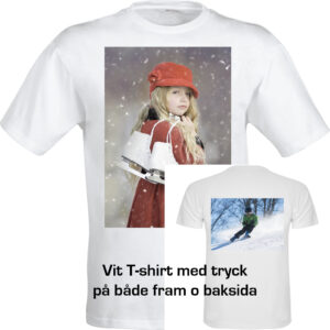 T-shirt vit med tryck fram o bak